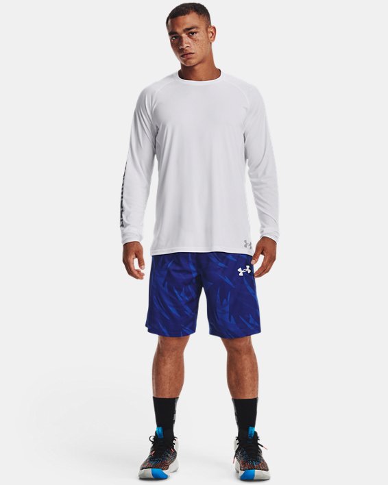 Men's UA Baseline 10'' Printed Shorts, Blue, pdpMainDesktop image number 2